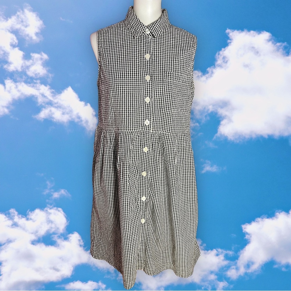 J.G. Hook  black & white gingham sleeveless dress, 14